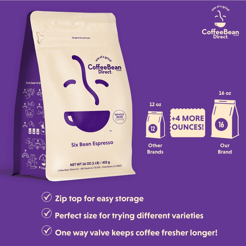 Coffee Bean Direct Six Bean Espresso, Whole Bean Coffee, Perfect