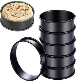 HLMOptimo English Muffin Rings, Stainless Steel Crumpet Rings, 6 Pcs Nonstick Metal Round Ring Molds with Silicone Oil Brush (4 inch)