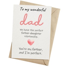 TRIDECOR Valentines Day Card From Daughter, Fathers Day Card, Birhtday Card to Dad - to my wonderful dad Card - Folded 5"x7" Card with Envelope - Blank Inside