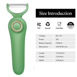 SUNHAIXIA Electric Peeler Orbital Vegetable Peeler with Stainless Steel Multi-Functional Blades USB Rechargeable PL907E (PL907-GREEN)