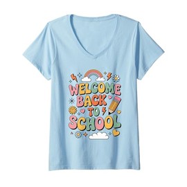 Womens Welcome Back to School Teacher Appreciation Boys Girls Gifts V-Neck T-Shirt