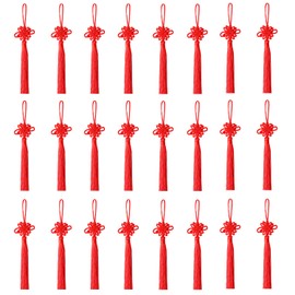 Lezevn Red Chinese Kontting Cord New Year Lucky Knot Handmade Silky Floss Chinese Tassel Celebration Supplies Decoration Car Handing Decoration (24)