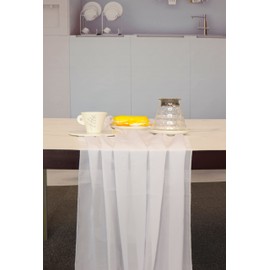 HMTEKPJ 10ft White Chiffon Table Runner 28x118 Inches Boho Rustic Romantic Wedding Table Lines Sheer Bridal Shower Birthday Party Table Decorations
