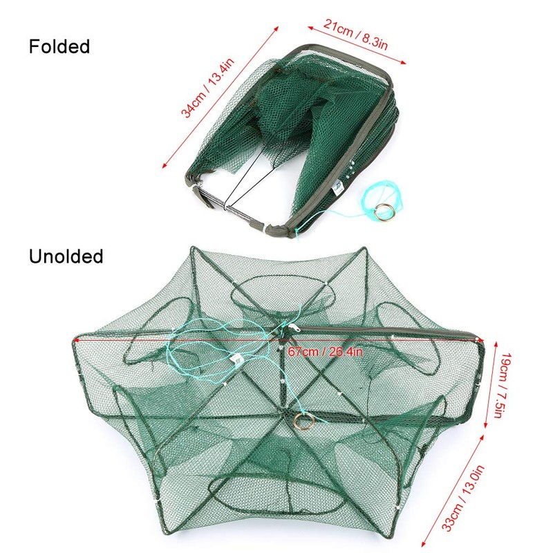 Lixada Foldable Fishing Net Hexagon 6 Hole Fishing Net Shrimp
