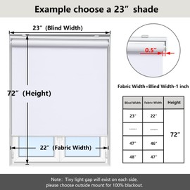 Cordless Roller Shades Blackout Blinds for Windows Room Darkening Rolled Up Shades with Spring System, UV Protection Window Shades Door Blinds for Home and Office (57" W x 72" H, White)