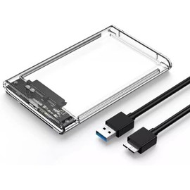 Transparent 2.5" Hard Drive Case, USB 3.0 Compatible, SATA Connection, Clear Case Included