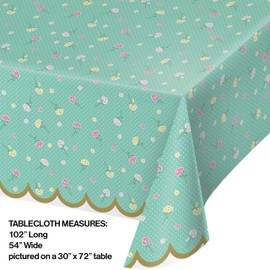 Creative Converting Floral Tea | Party Plastic Tablecloth 54" x 102" | 1ct