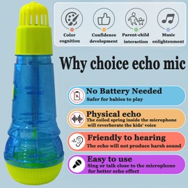 Lolakee Echo Mic for Kids and Toddlers Durable and Lightweight Music Singing Toys Speech Therapy Feedback Toy, Fun Supplies for Birthday, Picnic, BBQ, Holiday, Party( No Battery Needed ) (Bule)