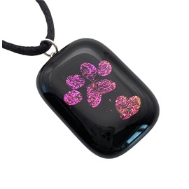 Paw Print Pendant, Dog Paw Print Pendant, Cat Paw Print Pendant, Dog Paw Print Necklace, Cat Paw Print Necklace, Glass Pendant, Dichroic Glass Pendant, Handmade Glass Pendant, Heart Pendant