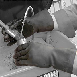 Polyco Maxima Heavy Duty Flock Lined Natural Rubber Gloves - Small - 1 Pair