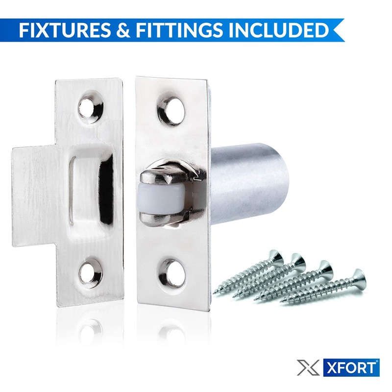 XFORT® Adjustable Roller Catch, Polished Chrome Roller Ball Door Latch,