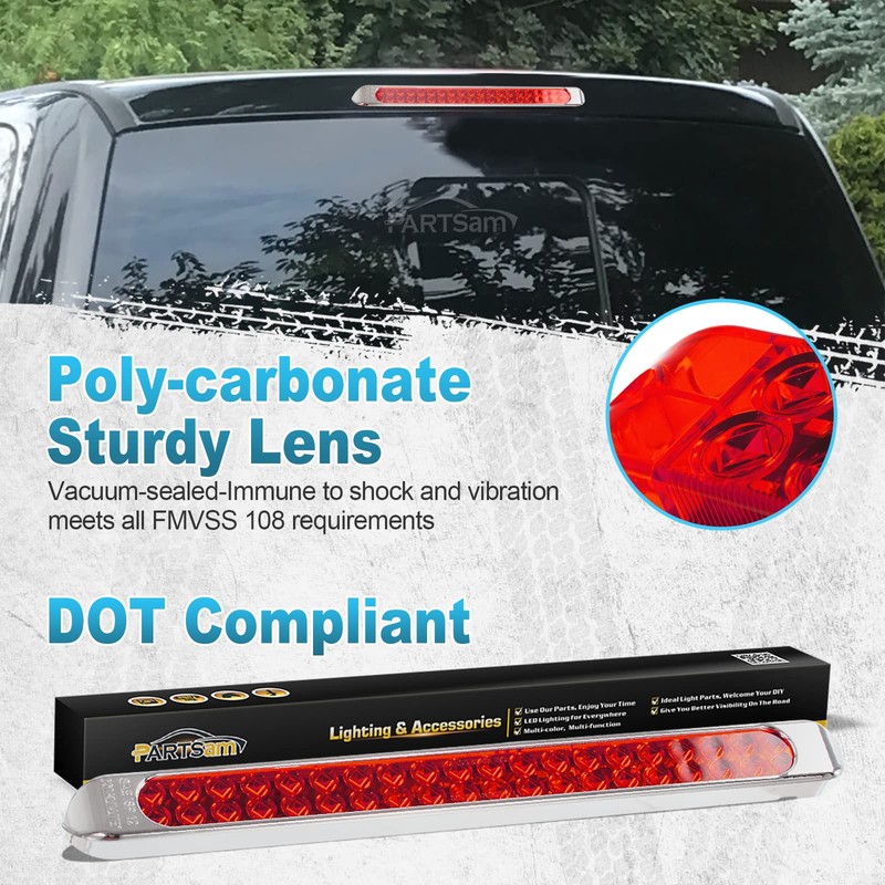 Partsam Waterproof 17" Inch High Power 40 LED Red Utility