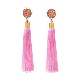 Zealmer Pink Tassel Earrings For Women Bohemian Long Dangle Drop Statement Earrings Fashion Jewelry For Birthday Christmas Valentines Day Gift