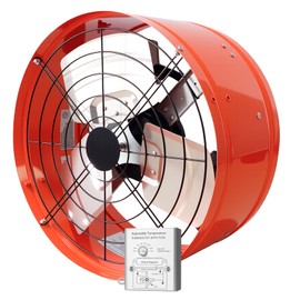 Professional Grade Attic Fan for Gable Vents | Power Attic Ventilator, 120V 60-Hz Motor and 15-Inch Blade | Quiet Home Attic Fan 1650 CFM, Adjustable Thermostat(Orange)