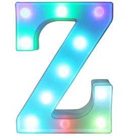 Pooqla Colorful LED Marquee Letter Lights with Remote – Light Up Marquee Signs – Party Bar Letters with Lights Decorations for The Home - Multicolor Z