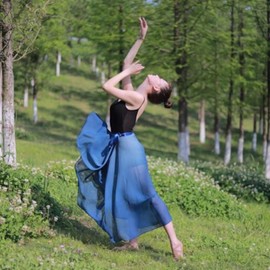 MUNAFIE Ballet Skirt Women's Chiffon Wrap Skirt Ballet Clothing Adjustable Waist Ties Dance Skirts for Women and Girls, navy blue