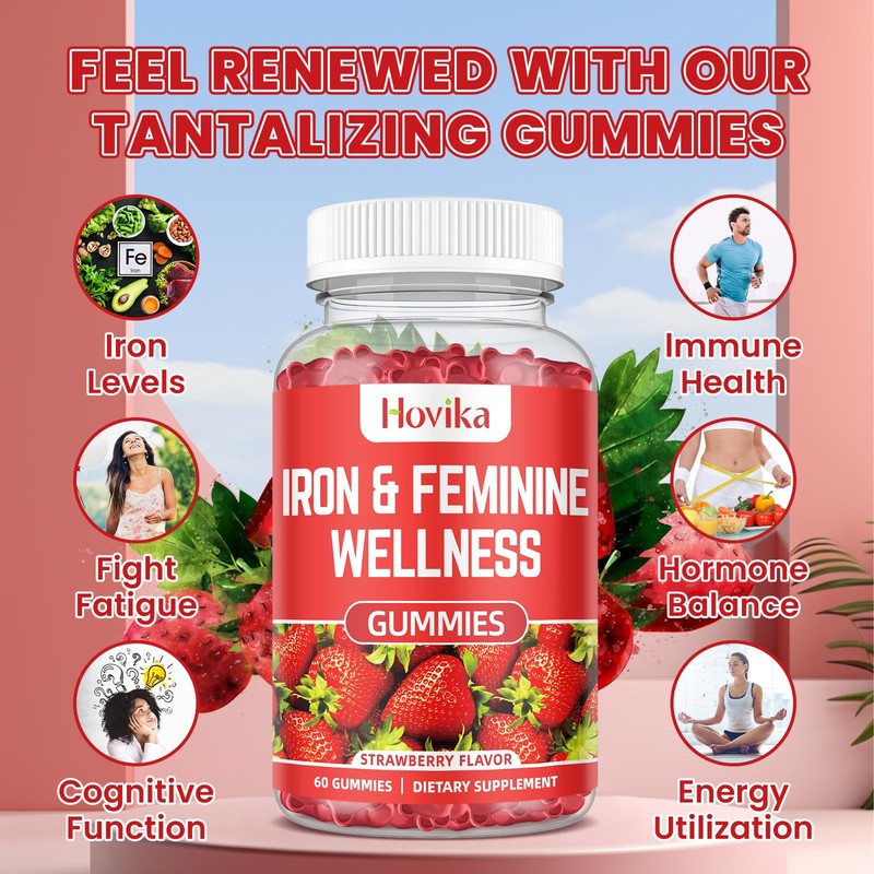 Iron for Women Gummies, 40mg Iron Supplement Anemia with multivitamin