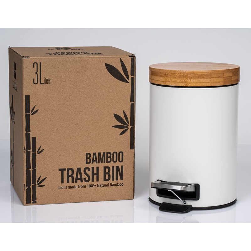 Kazai. 3L Designer Bathroom Bin | Superior Bamboo | Soft