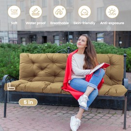 TIANTBD Porch Swing Cushions Waterproof Outdoor Swing Cushions Thicken 5" 3 Seater Bench Cushions Swing Replacement Seat Cushions with Backrest，for Outdoor Furniture Patio Lawn Garden (60x40x5 in)
