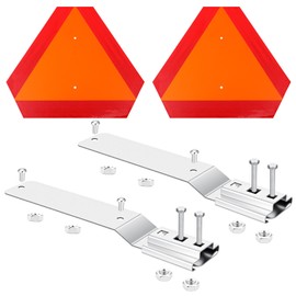 2-Pack Slow Moving Vehicle Signs with Mounting Brackets – 16”x14” Reflective Aluminum SMV Triangle for Golf Carts, Tractors & UTVs – DOT Compliant, Rust-Proof (Red/Orange)