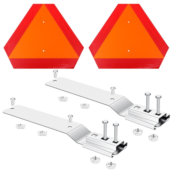 2-Pack Slow Moving Vehicle Signs with Mounting Brackets – 16”x14”