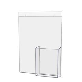Hanging Sign Holder 8.5" x 11" with 4" Trifold Pocket Wall Mount with Hardware Hours of Operation Letter Size Vertical Handout Clear Acrylic Document Display by Marketing Holders