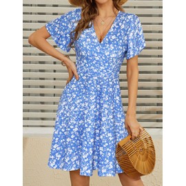 FENSACE Summer Dresses for Women 2025 Sun Dress Casual Spring Graduation Dress Womens Clothes(Blue,Medium)