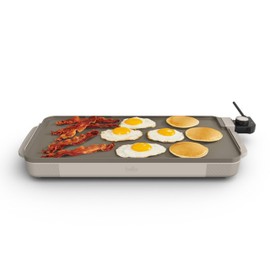 bella 10" x 20" Electric Griddle with EverGood™ Ceramic Nonstick Coating, Removable Temperature Probe, Dishwasher-Safe Drip Tray & Cool Touch Handles, Cook up to 10 Eggs, 1500 Watt, Oatmilk