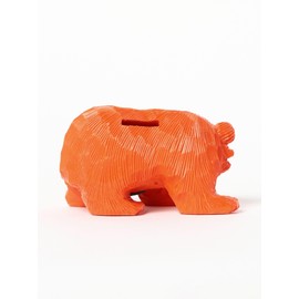 Beams Japan Salmon Bear Piggy Bank, Orange
