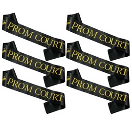 Prom Court Sashes Set of 6, Black and Gold Glitter Prom Court Sashes, 6 Pieces, Prom School Party Accessories, Prom Court Set for Prom King, Prom Queen, Prom Court