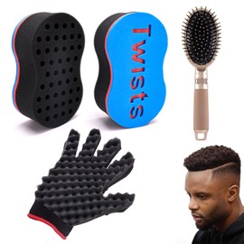 ARJDXDP Pack of 3 Hair Brush Sponge Afro Curl Sponge Magic Curl Sponge Large Holes Dreads Locking Twist Barber Tool for Afro Coil Hair Magic Beauty