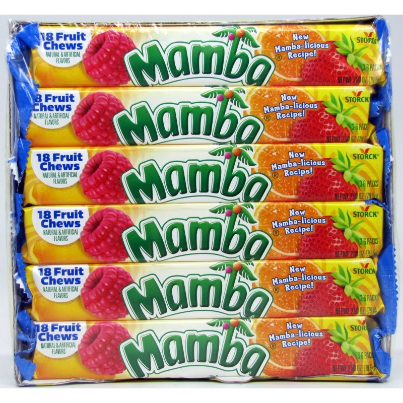 Storck Mamba Fruit Chews Box 24 Bars Candy Assorted Flavor