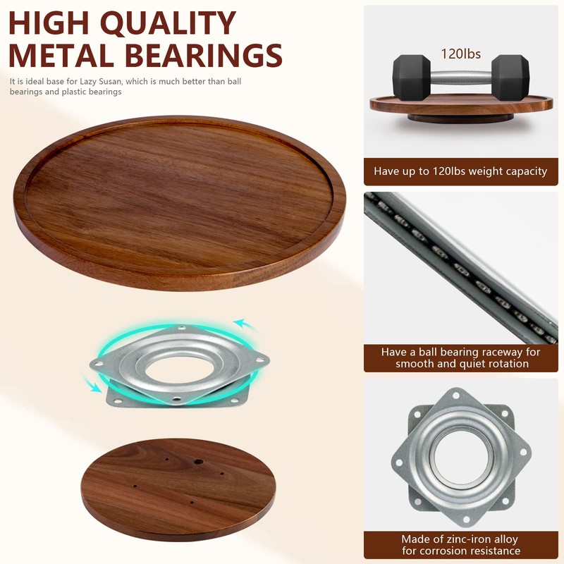 ANBOXIT Lazy Susan Organizer for Table, 10 Inch Wooden Lazy
