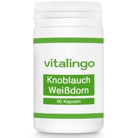 Garlic Hawthorn Capsules - High Dose Garlic Extract and with Vitamin C - 60 Capsules of 546 mg