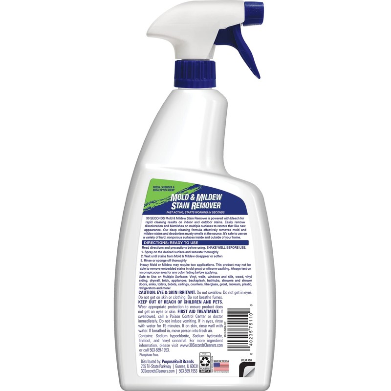 30 Seconds Mold & Mildew Stain Remover Spray- Indoor &