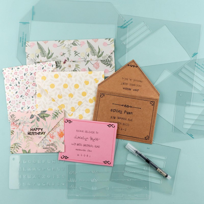 17pcs/Set BAOFALI Envelope Maker Guide Set Envelope Tear Templates All-in-One