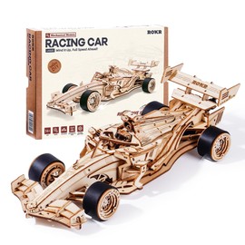 ROKR 3D Wooden Puzzle 1:18 Scale Formula Racing Cars for Adults, 5 Hour Build, Wind up Toys Model Car Kits for Adults to Build, Ideal Gift for Boys and Men