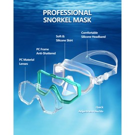 W WSTOO Swim Goggles with Nose Cover,Latest HD 3-Window Wide Vision Lens Snorkel Mask Anti-Fog&Leak for Adults Youth and Kids Swimming Snorkeling Diving