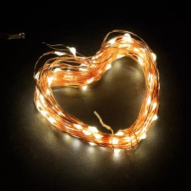 MxSaver Fairy LED Copper Wire String Lights Dimmable Warm White 66" 200 Led w/Remote 1PK