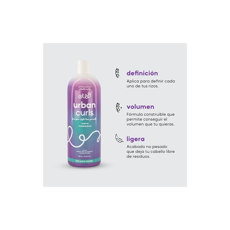 URBAN CURLS Crema Modeladora 960 ml para Cabello Rizado Definir