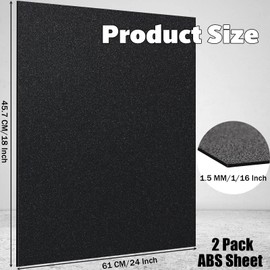 ABS Plastic Sheet 1/16 Inch Thick 18" x 24" (2-Pack)，Black Rigid Moldable Panel with Different Surfaces (Textured Front & Smooth Back) for Structural Parts