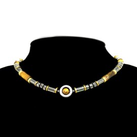 ALBATROSART Healing Stress Anxiety Meditation Grounding Energy Gemstone Necklace Series (Natural Tiger Eye & Hematite -6 mm- Stone Tube Beads)