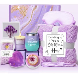 PJLJC Cuddly Blanket Gift Set Woman, Wellness Gifts for Women, Relaxation Gift for Women, Gift for Women, Sisters, Grandma, Mum, Bath Gift Set for Christmas (Pack of 11)