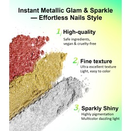 Gold Chrome Nail Powder BISHENGYF -【Fairy Effect】Pink Chrome Nail Powder White Pearl Aurora Mermaid Iridescent Rose Gold Silver Nail Chrome Powder Metallic Mirror Glitter Pigment Dust Nail Art DIY