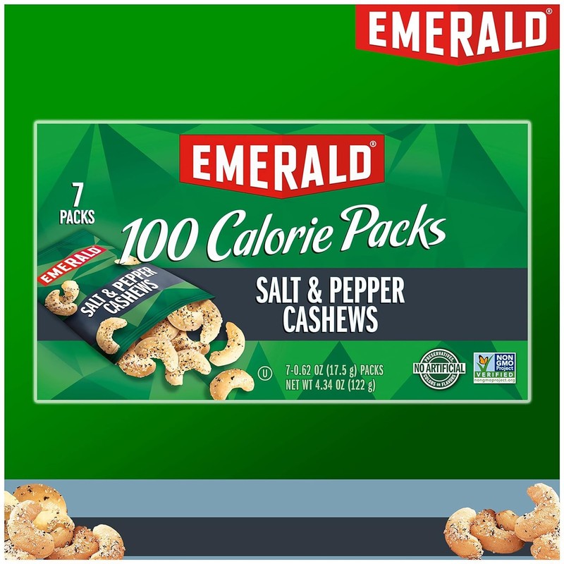 Emerald Nuts, Salt & Pepper Cashews, 100 Calorie Packs, 7