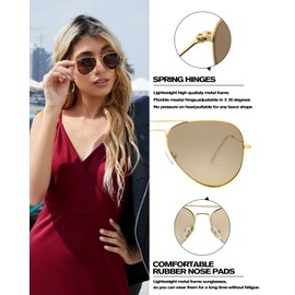 Pro Acme Pilot Sunglasses Women Men 100% Real Glass UV400 Lens Classic Sunglasses UV400 Protection, A4 Gold Gradient Brown