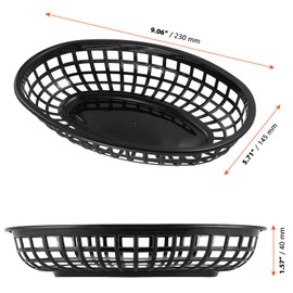 SINJEUN 60 Pack Oval Black Fast Food Baskets - 9" x 5.7", Serving Baskets for Fries, Burgers, Sandwiches, Kitchen & Restaurant Supplies