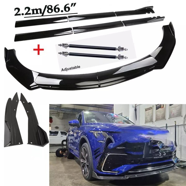 Unbranded Front Bumper Lip Spoiler Splitter Body Kit+Side Skirt For