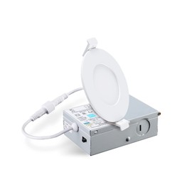 SLEEKLIGHTING 3 Inch 5W Ultra Thin 5CCT Selectable Retrofit Flat Panel Light with Junction Box – Slim Profile Dimmable Recessed LED Downlight Fixture 2700K,3000K,3500K,4000K and 5000K– ETL & ES