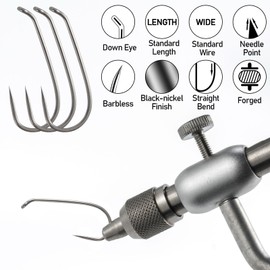 Dr.Fish 100 Pack Dry Fly Hooks Barbless Fishing Hooks Fly Tying Black Nickel High Carbon Steel Tying Accessories Trout Salmon Freshwater-Black #12